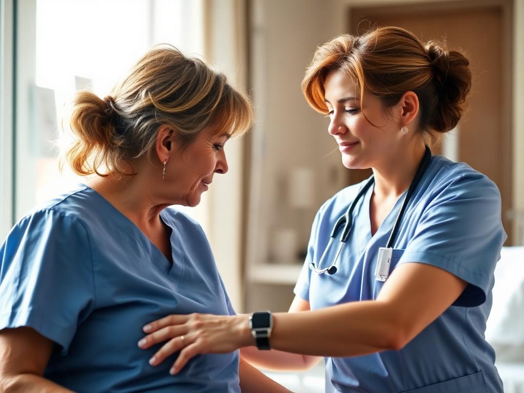 Aide-soignant(e) accompagnant une personne âgée
